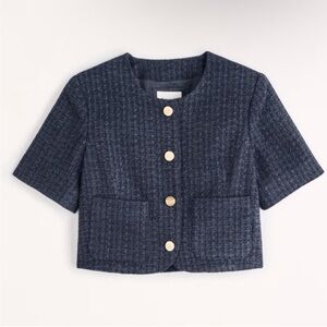Abercrombie & Fitch cropped tweed Jacket with Gold Buttons